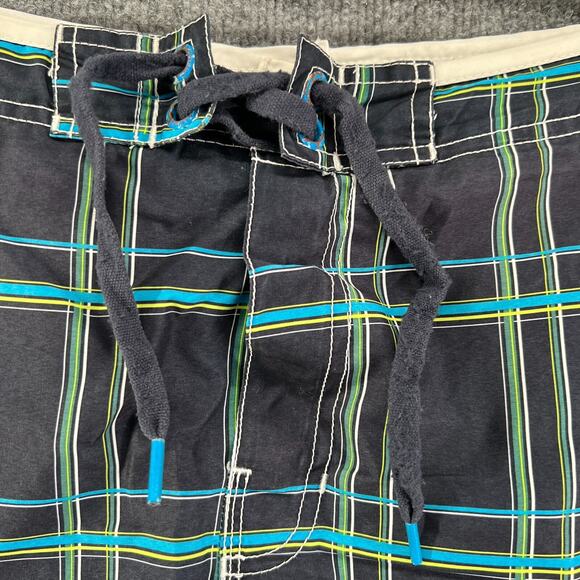 Speedo Swim Trunks Mens Large Black Blue Plaid Comfort Drawstring Lined - Picture 5 of 10